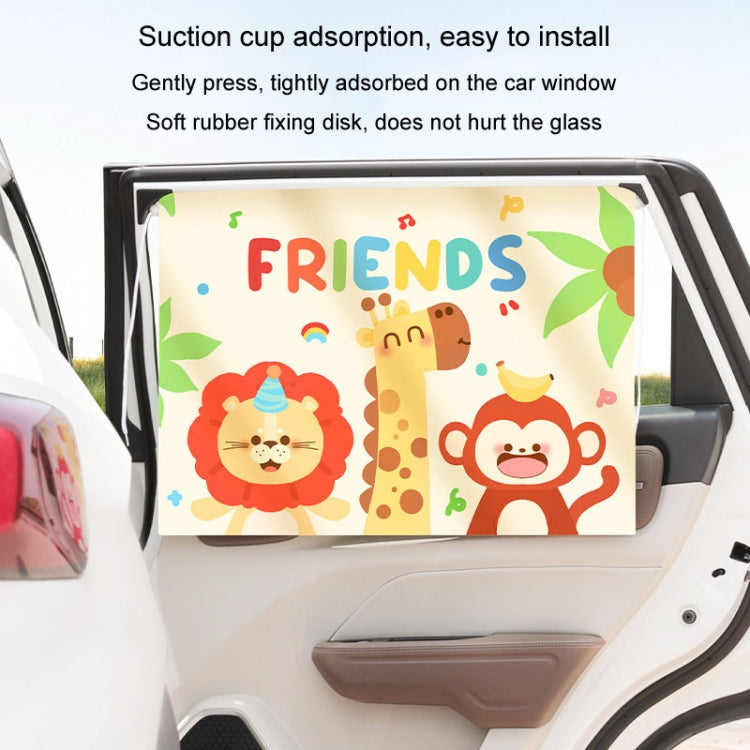 Suction Cup Car Sunshade Children Rear Side Window Insulation Sunscreen Cartoon Car Curtain, Style: Lion Monkey - Window Foils & Solar Protection by buy2fix | Online Shopping UK | buy2fix