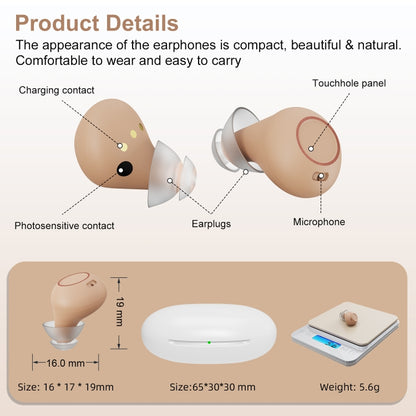 Z-26D1 Digital DSP In-ear TWS Invisible Hearing Aid Rechargeable Touch Control Sound Amplifier(Skin Color) - Hearing Aids by buy2fix | Online Shopping UK | buy2fix