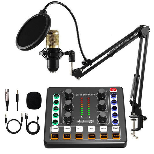 M8 Recording And Singing Live Bluetooth Sound Card Set, Color: Black+Gold Cantilever - Live Sound Effects Processors by buy2fix | Online Shopping UK | buy2fix