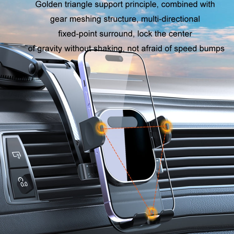 Car Suction Cup Dashboard Automatic Lock Mobile Phone Holder, Style: Brushed Telescopic Base - Car Holders by buy2fix | Online Shopping UK | buy2fix