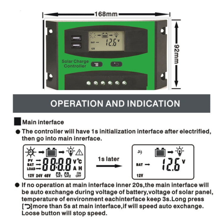 30A 12V/24V Solar Charge And Discharge Controller Dual USB Port LCD Solar Cells Panel Charge Regulator - Others by buy2fix | Online Shopping UK | buy2fix