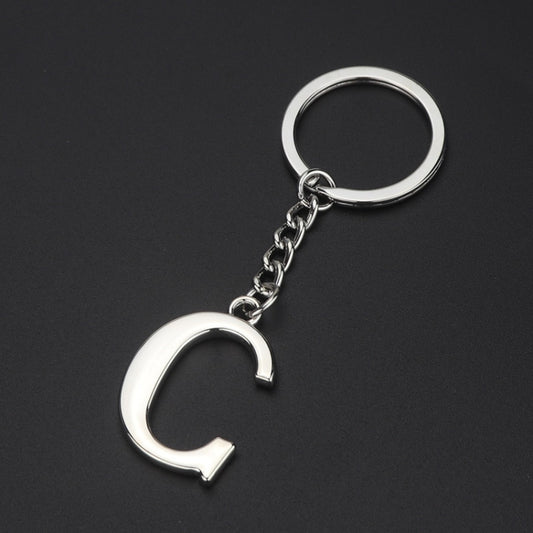 Double-Sided Three-Dimensional Plating Alphabet Keychain, Style: C - Key Rings by buy2fix | Online Shopping UK | buy2fix