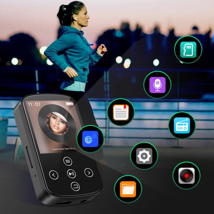 MP3 Bluetooth Music Player HIFI Sports Clip Touch Screen MP4, Memory: 32GB(Black) - MP3 Player by buy2fix | Online Shopping UK | buy2fix