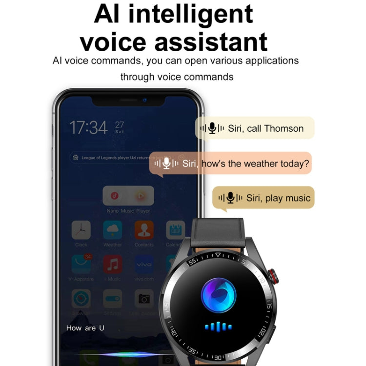 1.43 inch AMOLED Screen Smartwatch Heart Rate Blood Pressure Monitoring Bluetooth Talking Sports Watch, Color: Black Silicone Strap - Smart Watches by buy2fix | Online Shopping UK | buy2fix