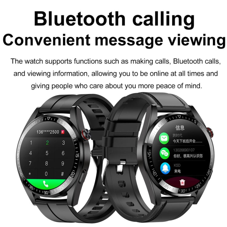 1.43 inch AMOLED Screen Smartwatch Heart Rate Blood Pressure Monitoring Bluetooth Talking Sports Watch, Color: Black Leather Strap - Smart Watches by buy2fix | Online Shopping UK | buy2fix