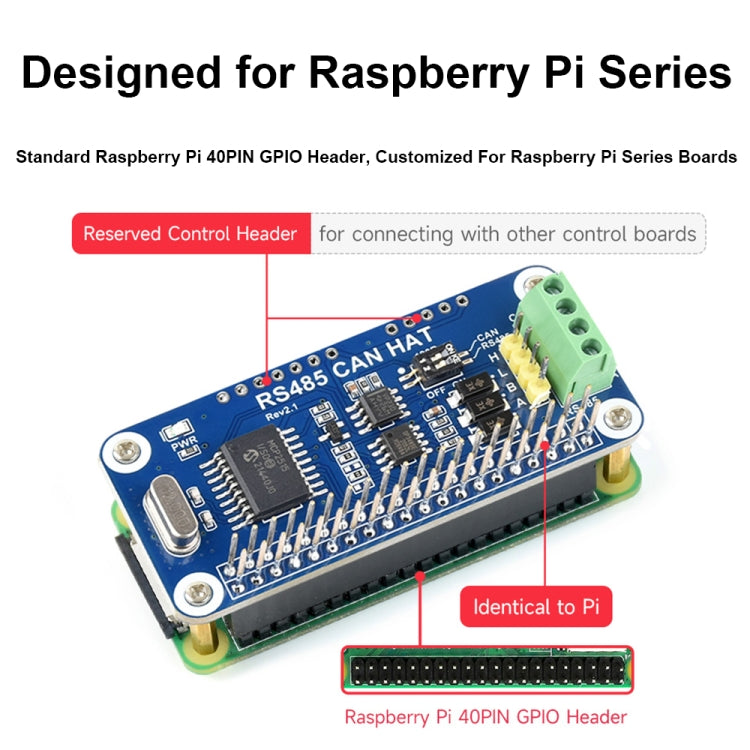 Waveshare 14882 For Raspberry Pi RS485 SPI CAN HAT Bus Module - Raspberry Pi Accessories by Waveshare | Online Shopping UK | buy2fix