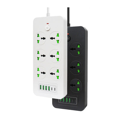 Thunderproof Overload Protection 4USB+2PD+6 Holes Socket, Color: Black US Plug - Extension Socket by buy2fix | Online Shopping UK | buy2fix