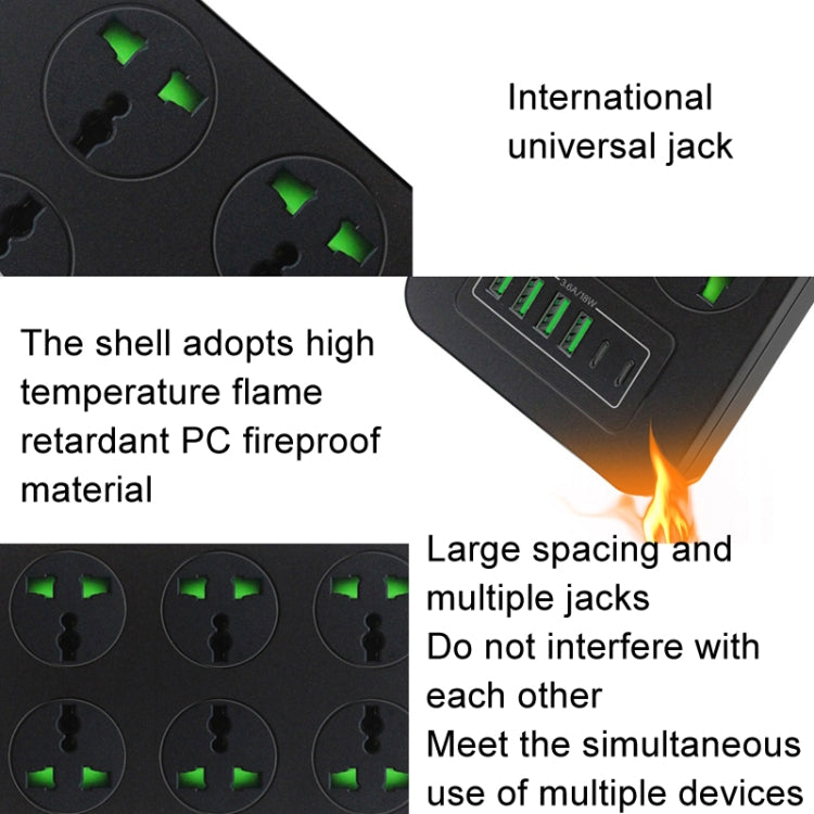 Thunderproof Overload Protection 4USB+2PD+6 Holes Socket, Color: White EU Plug - Extension Socket by buy2fix | Online Shopping UK | buy2fix