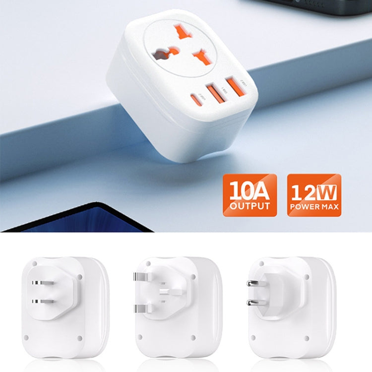 Universal Converter Plug 2USB+Type-C Smart Converter Socket EU Plug(White) - Plug Adaptor by buy2fix | Online Shopping UK | buy2fix