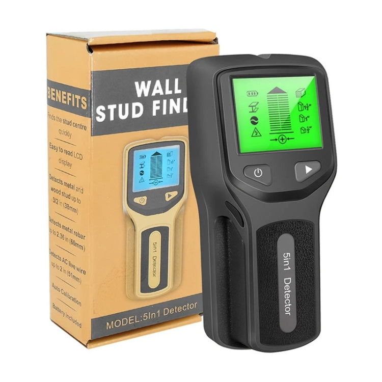 HLW330 5-in-1 Wall Stud Detector Edge Center Wood Current Metal AC Wires Detection(Black) - Metal Detector by buy2fix | Online Shopping UK | buy2fix