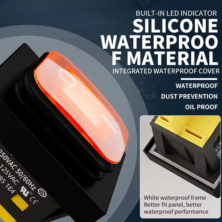 FILN 220V 30A Split Dustproof Boat-type Switch With Light, Specifications: No Waterproof 6 Pin 3 Gear Red Light - Car Switches by FILN | Online Shopping UK | buy2fix