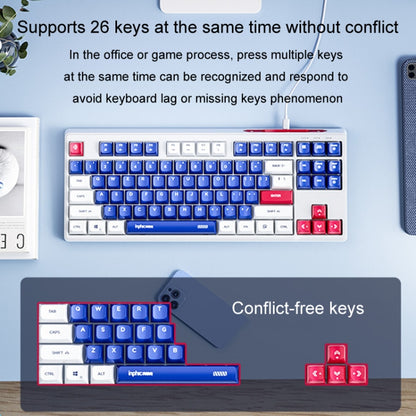 Inphic K902 Wired Keyboard 87 Keys Mute Light-up Mecha Office Home Gaming Computer Keyboard(Blue White) - Wired Keyboard by Inphic | Online Shopping UK | buy2fix