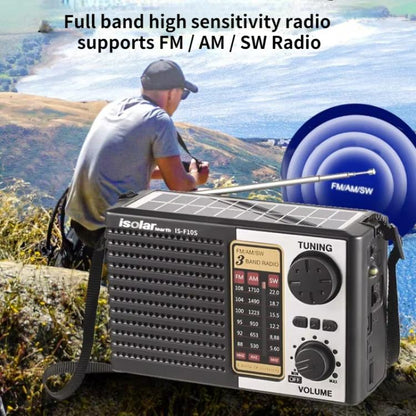 Isolariearth IS-F10S Solar Powered Full-Band FM / AM / SW Radio Bluetooth Speaker with Flashlight - Radio Player by Isolariearth | Online Shopping UK | buy2fix