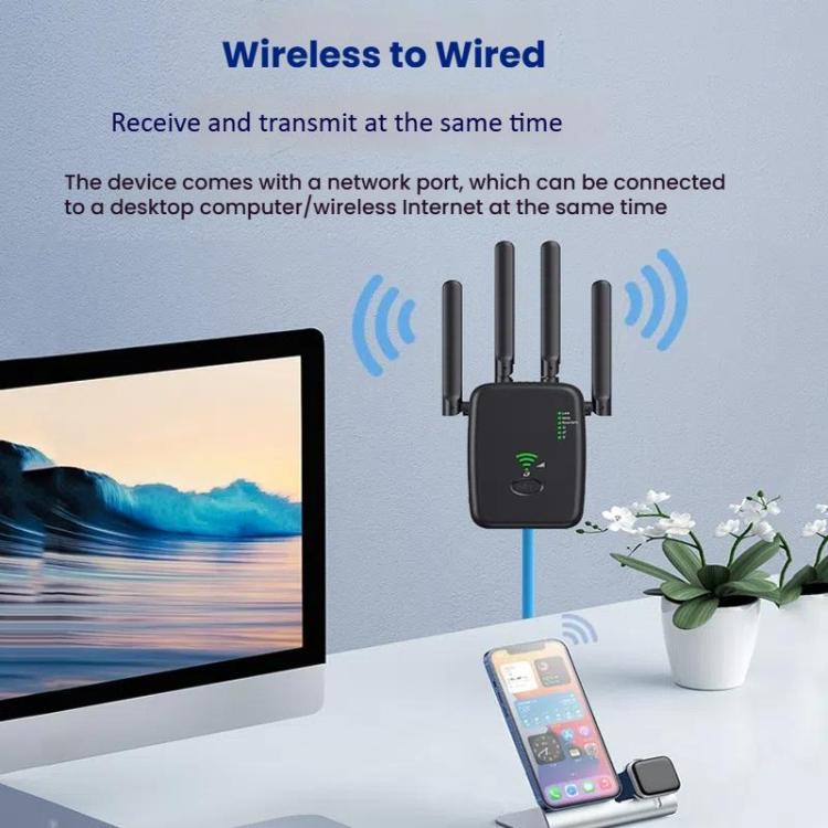 Urant U11 300Mbps 2.4G Wireless Repeater WiFi Signal Amplifier Support WPS Quick Setting EU Plug Black - Broadband Amplifiers by Urant | Online Shopping UK | buy2fix