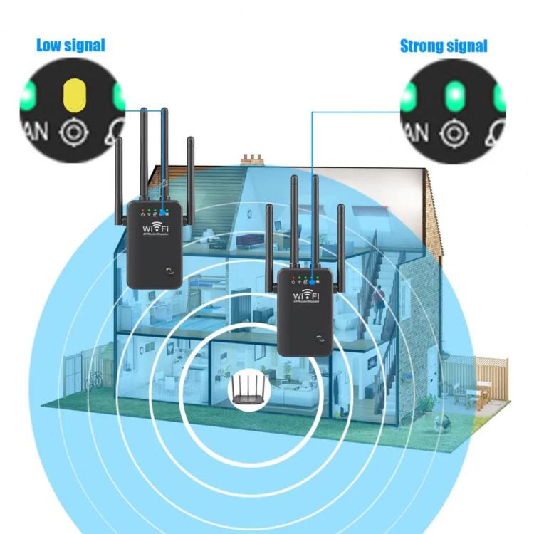 Urant U9 300Mbps 2.4G Wireless Repeater WiFi Signal Amplifier Support WPS Quick Setting US Plug Black - Broadband Amplifiers by Urant | Online Shopping UK | buy2fix