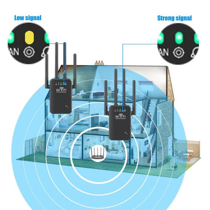 Urant U9 300Mbps 2.4G Wireless Repeater WiFi Signal Amplifier Support WPS Quick Setting US Plug Black - Broadband Amplifiers by Urant | Online Shopping UK | buy2fix