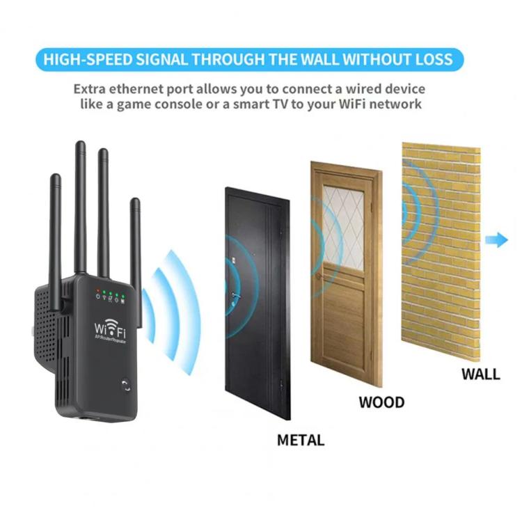 Urant U9 300Mbps 2.4G Wireless Repeater WiFi Signal Amplifier Support WPS Quick Setting US Plug Black - Broadband Amplifiers by Urant | Online Shopping UK | buy2fix