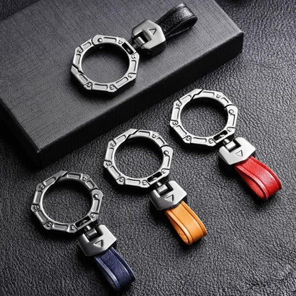 Hallmo Business Zinc Alloy Top-Layer Cowhide Key Chain Car Key Anti-Lost Pendant(Red) - Key Rings by Hallmo | Online Shopping UK | buy2fix