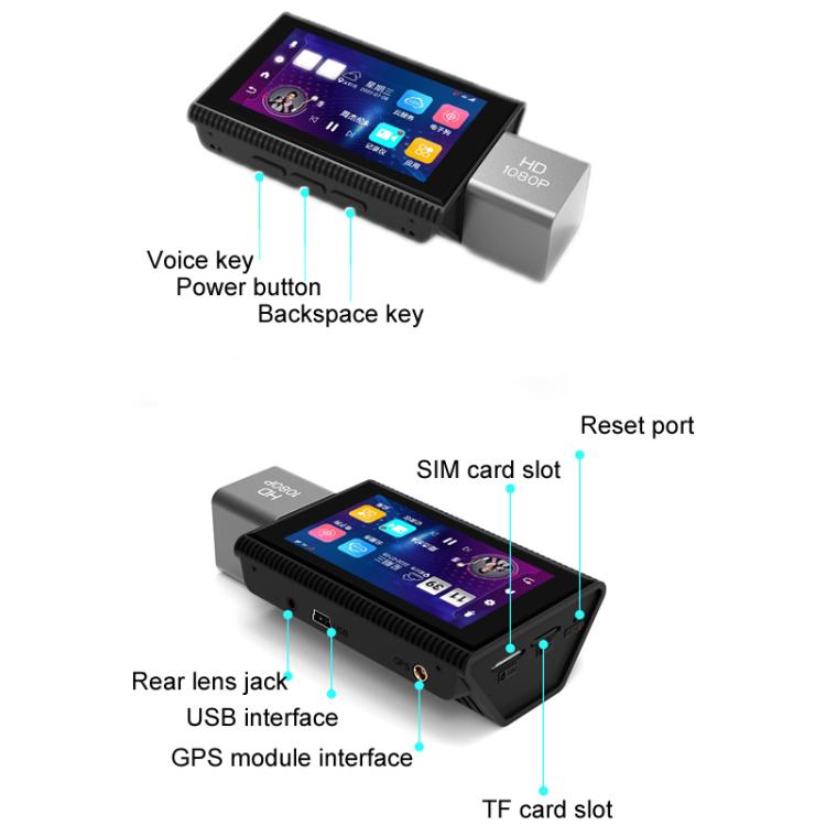 International Version AI Operation 4G Night Vision Remote Monitoring Driving Recorder(Front + Inside) - Car DVRs by buy2fix | Online Shopping UK | buy2fix