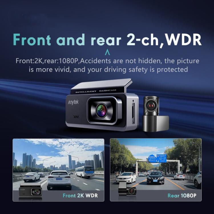 Anytek T1 PRO 3.2 Inch 2K HD Night Vision Car Recorder Hidden Car Camera Front And Rear Dual Recording - Car DVRs by Anytek | Online Shopping UK | buy2fix