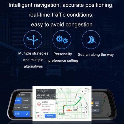 Android 8.1 Full Screen 10-Inch Rearview Mirror AR Navigation Bluetooth Driving Recorder(International Version) - Car DVRs by buy2fix | Online Shopping UK | buy2fix