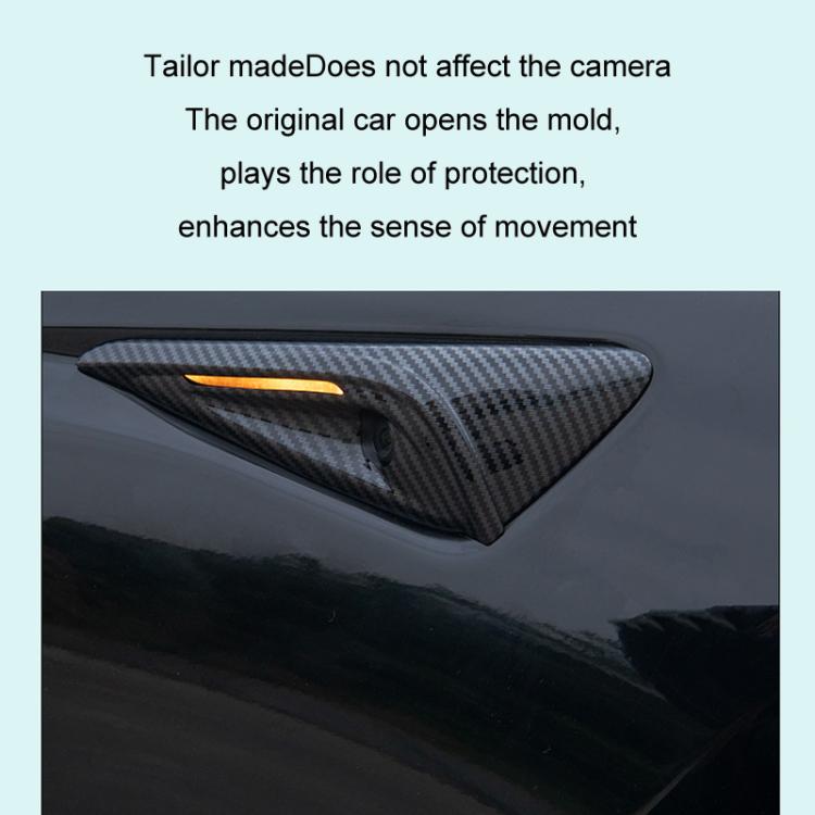 For Tesla 2024 Model 3 Fenders Side Labels Camera Cover Stickers, Color: Glossy Carbon Fiber Texture - Decorative Sticker by buy2fix | Online Shopping UK | buy2fix