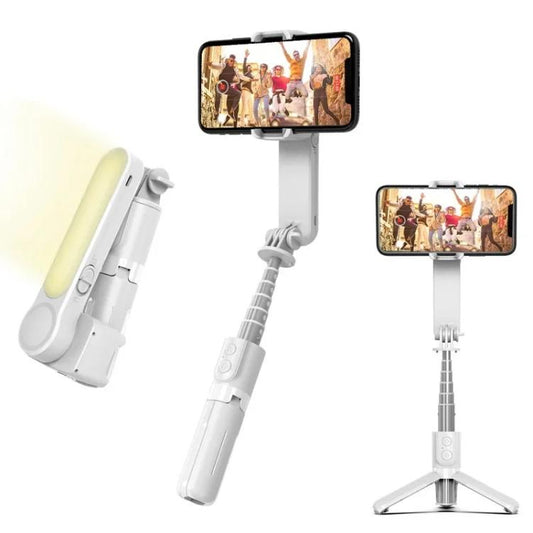 L09 Mini Handheld Folding Anti-shake Stabilizer Bluetooth Beauty Fill Light Selfie Stick(White) - Selfie Sticks by buy2fix | Online Shopping UK | buy2fix