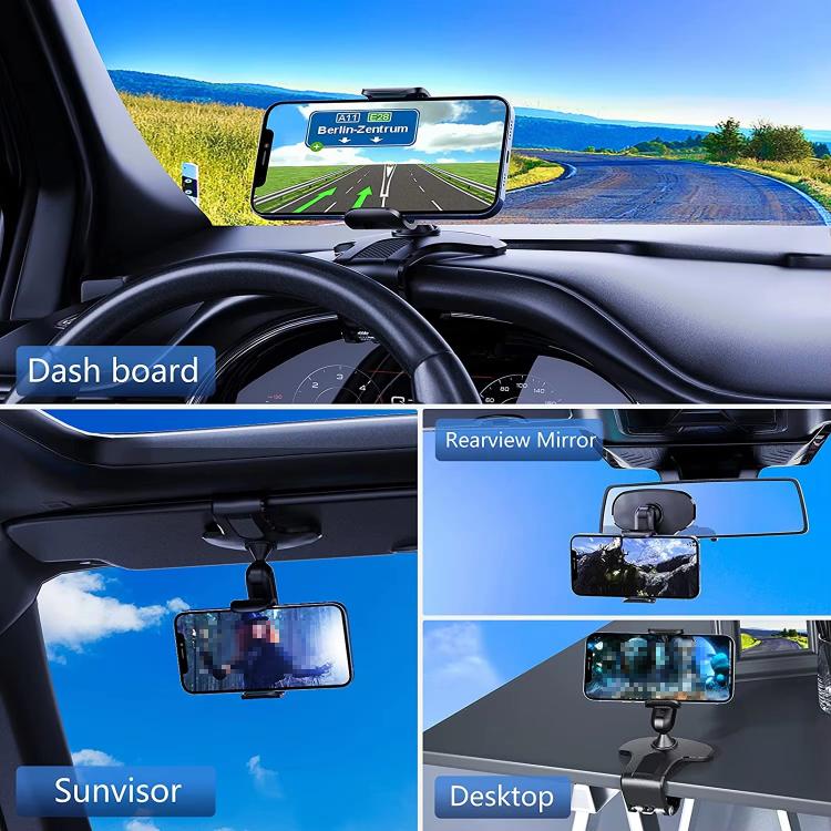 Car Dashboard Sun Visor Phone Mount Holder Center Console Navigation Bracket(Black) - Universal Car Holders by buy2fix | Online Shopping UK | buy2fix