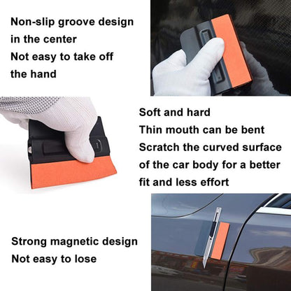 Moderate PP Car Film Scraper Imitation Buckskin Scraper With Magnetic Attraction(Black) - Sticker Tools by buy2fix | Online Shopping UK | buy2fix