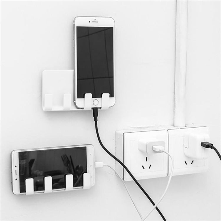 Practical Wall Sticking Phone Charging Holder Socket Strong Sticky Adhesive Sopport Rack Shelf With Hooks(White) - Shelf & Hooks by buy2fix | Online Shopping UK | buy2fix