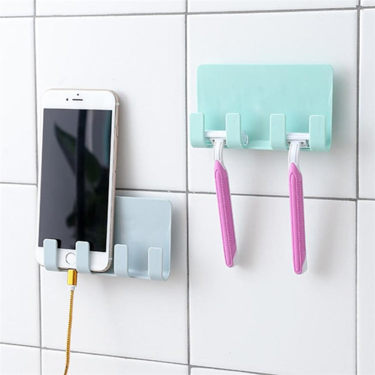 Practical Wall Sticking Phone Charging Holder Socket Strong Sticky Adhesive Sopport Rack Shelf With Hooks(Blue) - Shelf & Hooks by buy2fix | Online Shopping UK | buy2fix