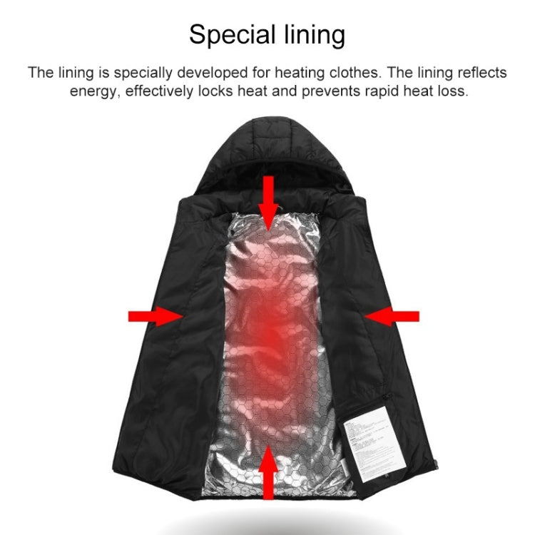 USB Heated Smart Constant Temperature Hooded Warm Coat for Men and Women (Color:Black Size:L) - Down Jackets by buy2fix | Online Shopping UK | buy2fix