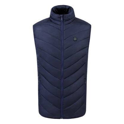 USB Security Smart Constant Temperature Fever Men Stand Collar Cotton Vest (Color:Blue Size:M) - Down Jackets by buy2fix | Online Shopping UK | buy2fix