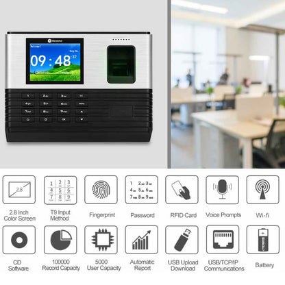 Realand AL355 Fingerprint Time Attendance with 2.8 inch Color Screen & ID Card Function & WiFi - Attendance System by Realand | Online Shopping UK | buy2fix