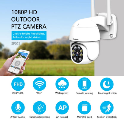 Sricam SP028 1080P HD Outdoor PTZ Camera, Support Two Way Audio / Motion Detection / Humanoid Detection / Color Night Vision / TF Card, EU Plug - Security by Sricam | Online Shopping UK | buy2fix
