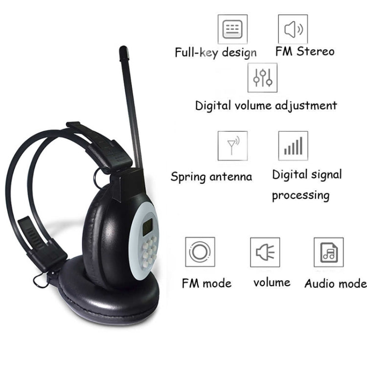HRD-308S Portable FM Campus Radio Receiver Headset(Black) - Consumer Electronics by buy2fix | Online Shopping UK | buy2fix