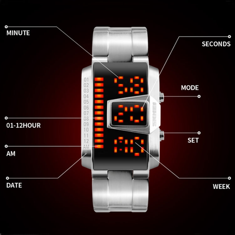 SKMEI 1179 Multifunctional Men Outdoor Sports Noctilucent Waterproof LED Digital Watch(Silver) - LED Digital Watches by SKMEI | Online Shopping UK | buy2fix