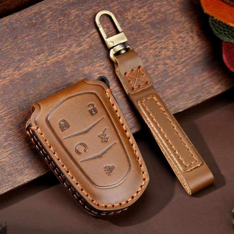 For Cadillac / CT5 / CT6 / XT6 5-button C087 Car Key Leather Protective Case (Brown) - In Car by buy2fix | Online Shopping UK | buy2fix