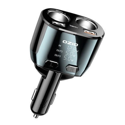 Ozio CL48TC 66W PD 20W + USB Dual Port Multi-function Car Charger with Dual Cigarette Lighters - Car Charger by ozio | Online Shopping UK | buy2fix