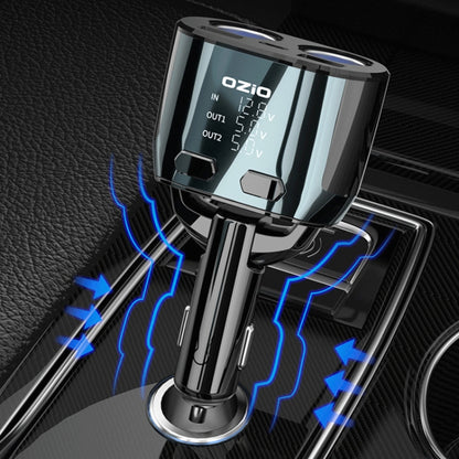 Ozio CL48TC 66W PD 20W + USB Dual Port Multi-function Car Charger with Dual Cigarette Lighters - Car Charger by ozio | Online Shopping UK | buy2fix