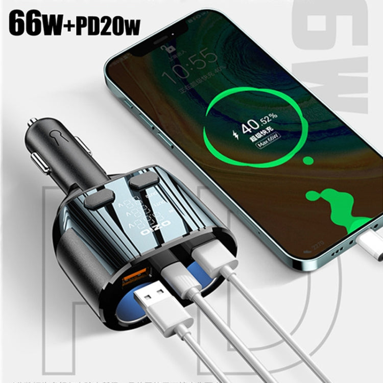 Ozio CL48TC 66W PD 20W + USB Dual Port Multi-function Car Charger with Dual Cigarette Lighters - Car Charger by ozio | Online Shopping UK | buy2fix