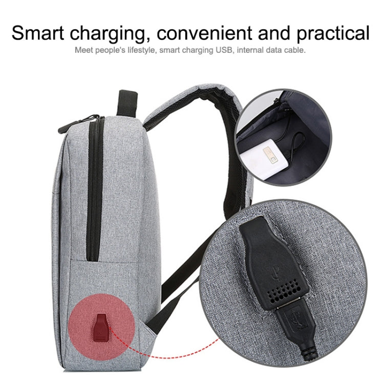 POFOKO Large-capacity Waterproof Oxford Cloth Business Casual Backpack with External USB Charging Design for 15.6 inch Laptops (Grey) -  by POFOKO | Online Shopping UK | buy2fix