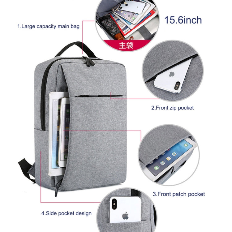 POFOKO Large-capacity Waterproof Oxford Cloth Business Casual Backpack with External USB Charging Design for 15.6 inch Laptops (Grey) -  by POFOKO | Online Shopping UK | buy2fix