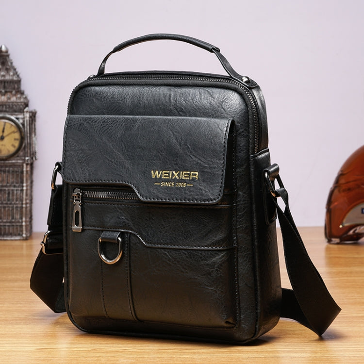 WEIXIER 8642 Men Business Retro PU Leather Handbag Crossbody Bag (Black) - Crossbody Bags by WEIXIER | Online Shopping UK | buy2fix