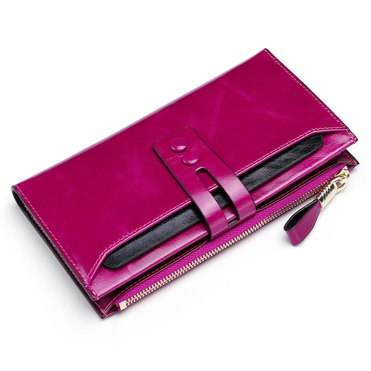 8239 Antimagnetic RFID Multi-function Leather Lady Wallet Large-capacity Purse with Detachable Card Holder (Rose Purple) - Antimagnetic RFID Package by buy2fix | Online Shopping UK | buy2fix