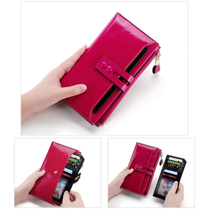 8239 Antimagnetic RFID Multi-function Leather Lady Wallet Large-capacity Purse with Detachable Card Holder (Rose Purple) - Antimagnetic RFID Package by buy2fix | Online Shopping UK | buy2fix