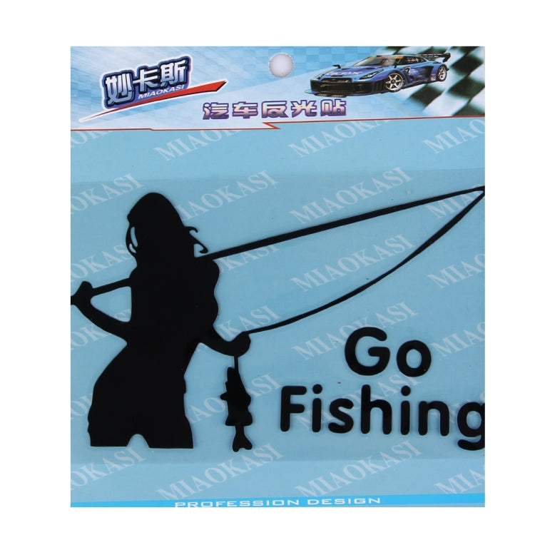 10 PCS Beauty Go Fishing Styling Reflective Car Sticker, Size: 14cm x 8.5cm(Black) - Decorative Sticker by buy2fix | Online Shopping UK | buy2fix