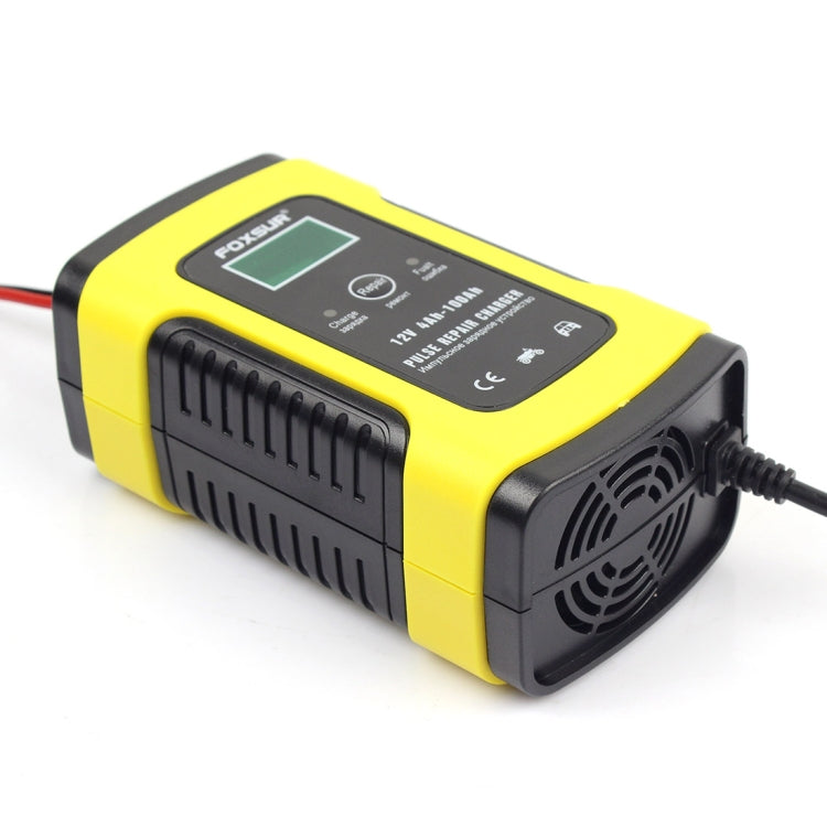 FOXSUR 12V 6A Intelligent Universal Battery Charger for Car Motorcycle, Length: 55cm, US Plug(Yellow) - Battery Charger by FOXSUR | Online Shopping UK | buy2fix