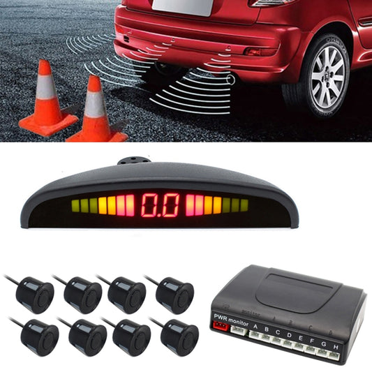 PZ-300-8 Car Parking Reversing Buzzer LED Monitor Parking Alarm Assistance System with 4*7m Front Sensors and 4*2.5m Rear Sensors - In Car by buy2fix | Online Shopping UK | buy2fix