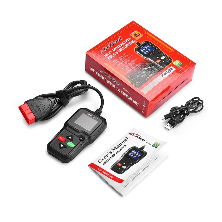 KONNWEI KW680 Mini OBDII Car Auto Diagnostic Scan Tools  Auto Scan Adapter Scan Tool (Can Detect Battery and Voltage, Only Detect 12V Gasoline Car)(Black) - Code Readers & Scan Tools by KONNWEI | Online Shopping UK | buy2fix